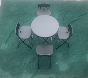 Cocktail Table with Folding Bar Stools-image